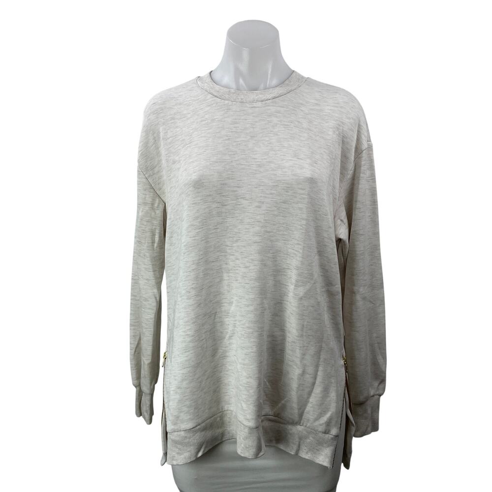Varley Heather Gray Long Sleeves Side Zip Oversized Pullover Sweater Top Size S